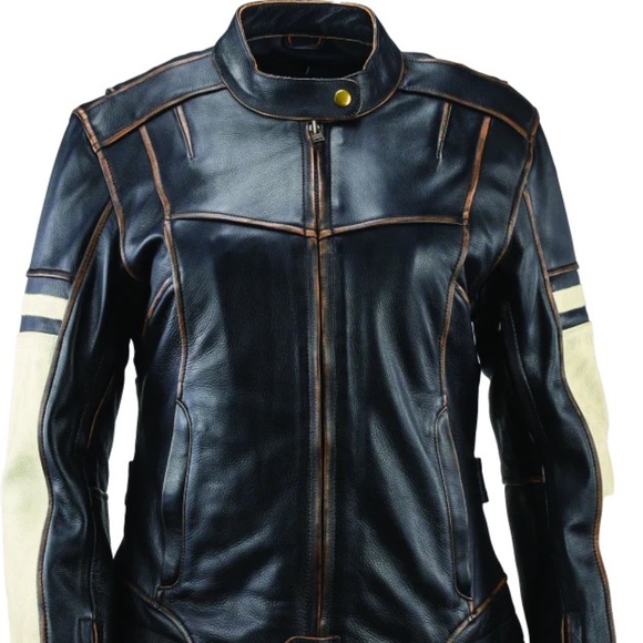 River Road Dame Vintage Leather Motorcycle Jacket - Picture 1 of 9